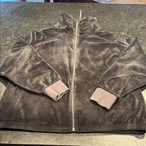Athleta black Velour warm up jacket, size XL